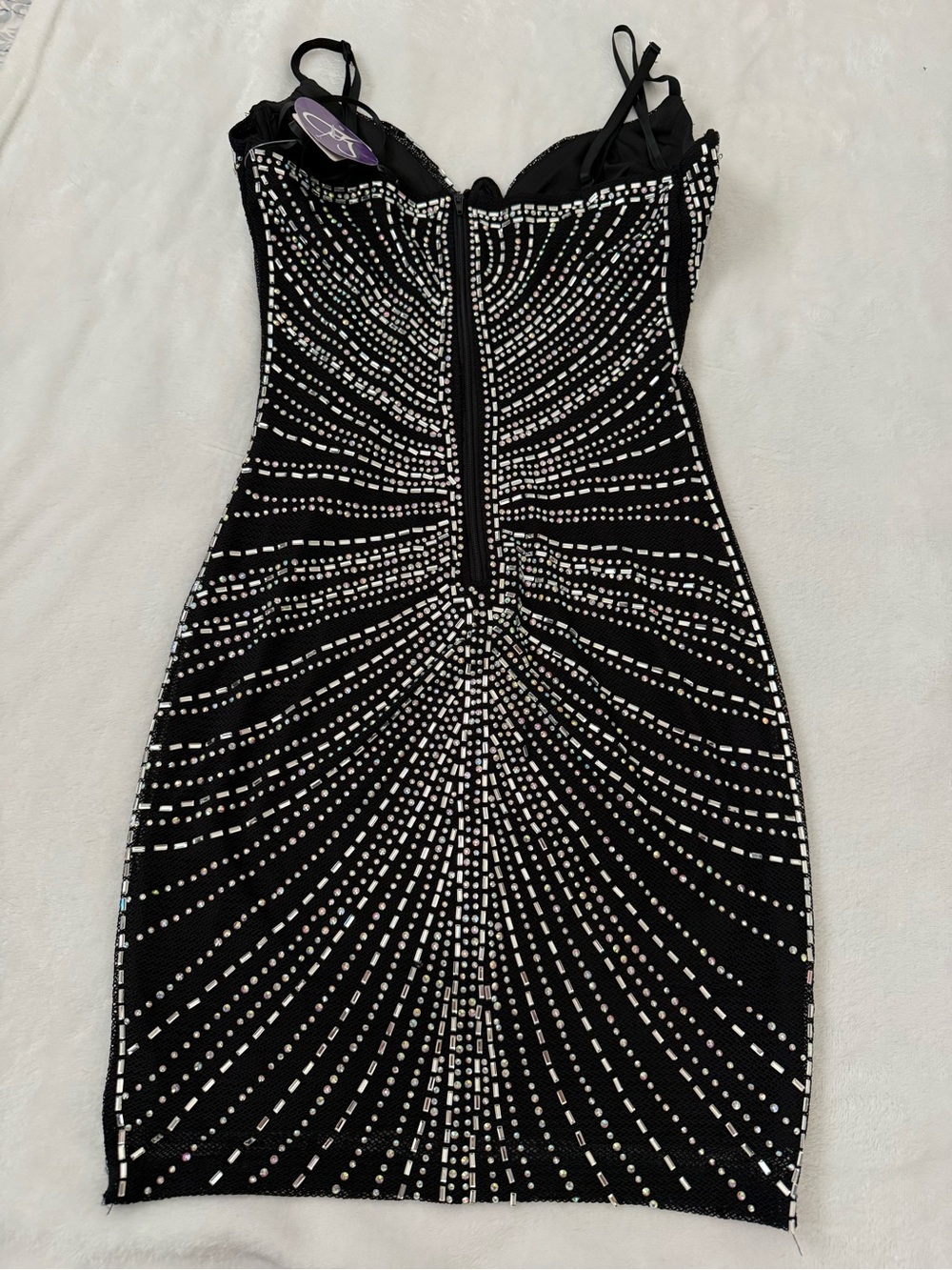 Windsor Rhinestone Bodycon Mini Dress NWT Black Glam Party Size S - Picture 4 of 10